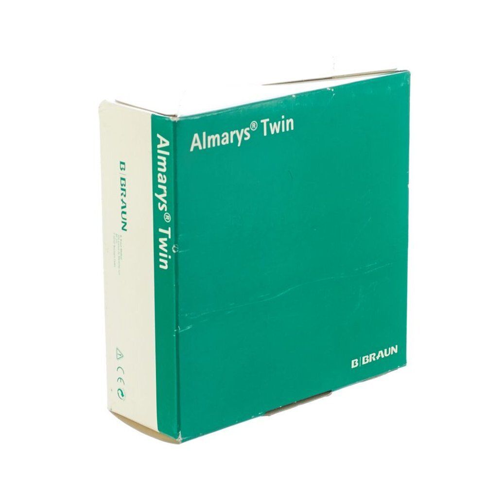 Groene en witte verpakking met de tekst Almarys Twin. Merk B. Braun.