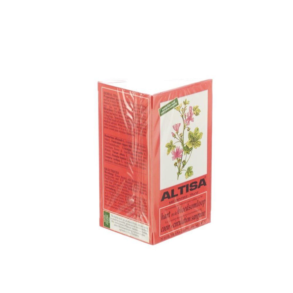 Rode doos met productnaam ALTISA en plantillustratie. Tekst in het Nederlands.