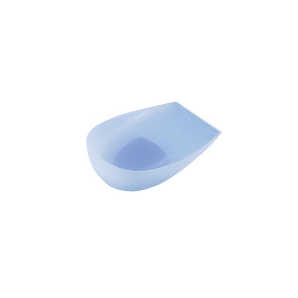 Lichtblauw, druppelvormig hielkussen met een blauwe verdieping.