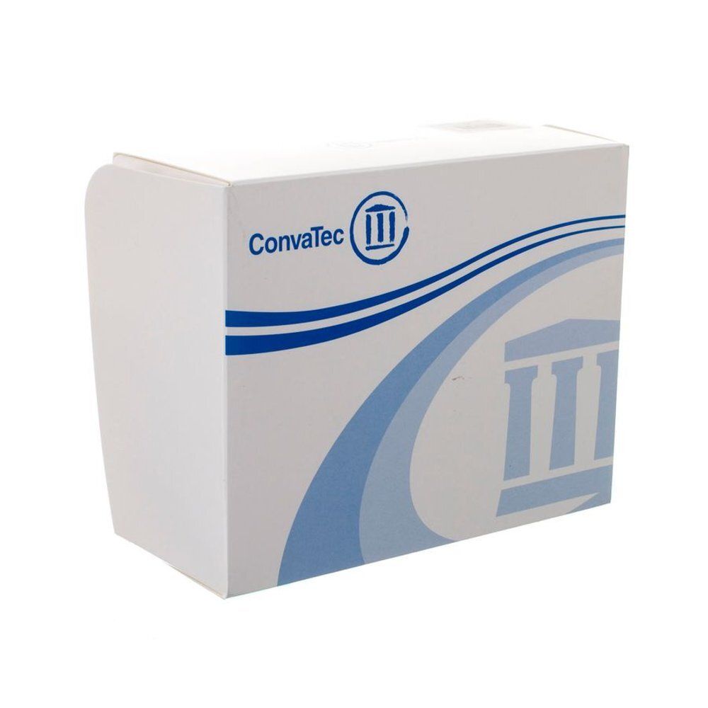 Boîte blanche avec motif ondulé bleu et logo. Le texte "ConvaTec" est visible.