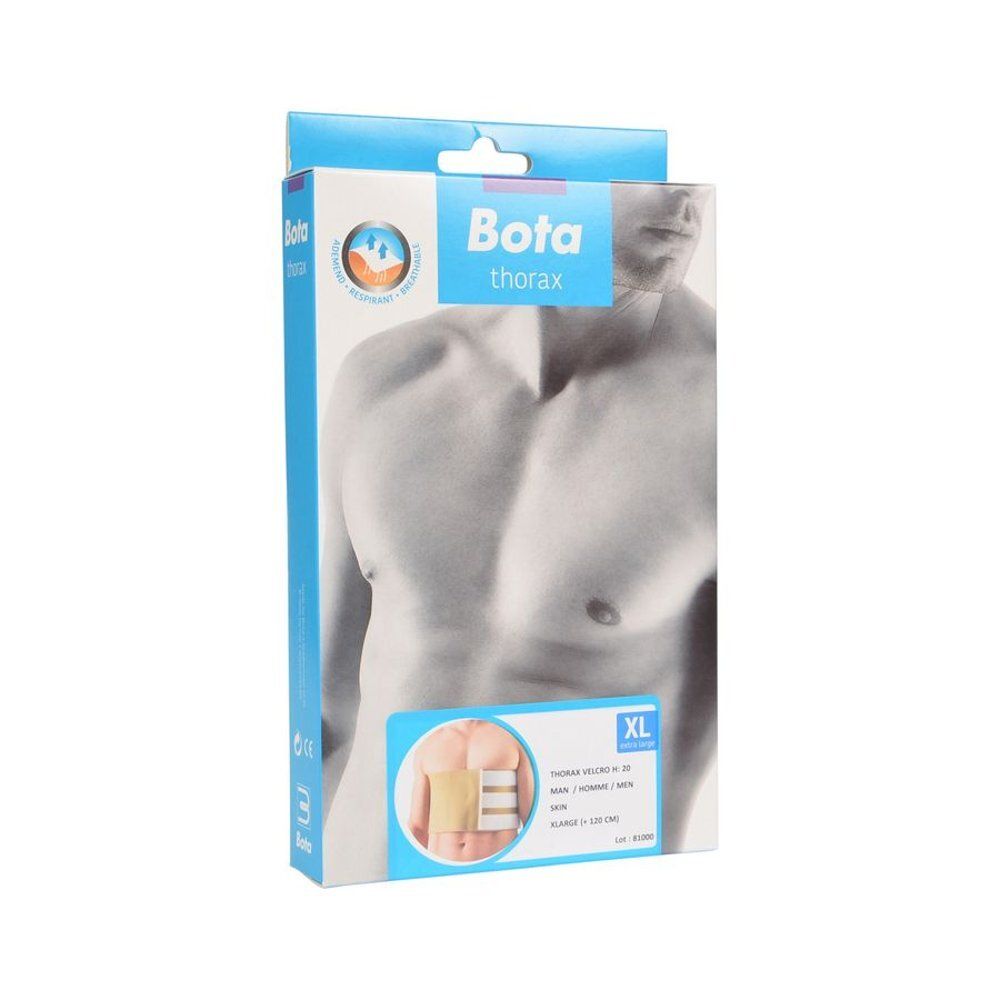 Emballage BOTA Thorax. Taille XL. Bandage thoracique beige illustré. Nom du produit et logo sur l'emballage.