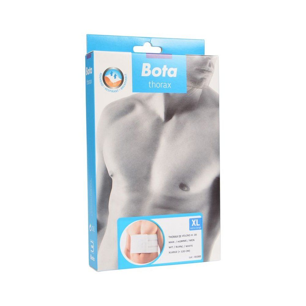 Emballage avec bande thoracique. Inscription : Bota thorax, XL. Illustration du produit.
