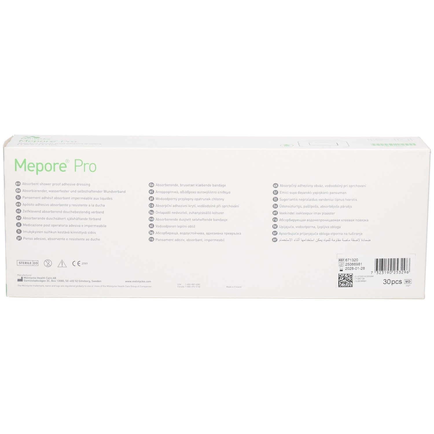 Mepore Pro absorberend, douchebestendig verband, 30 stuks.