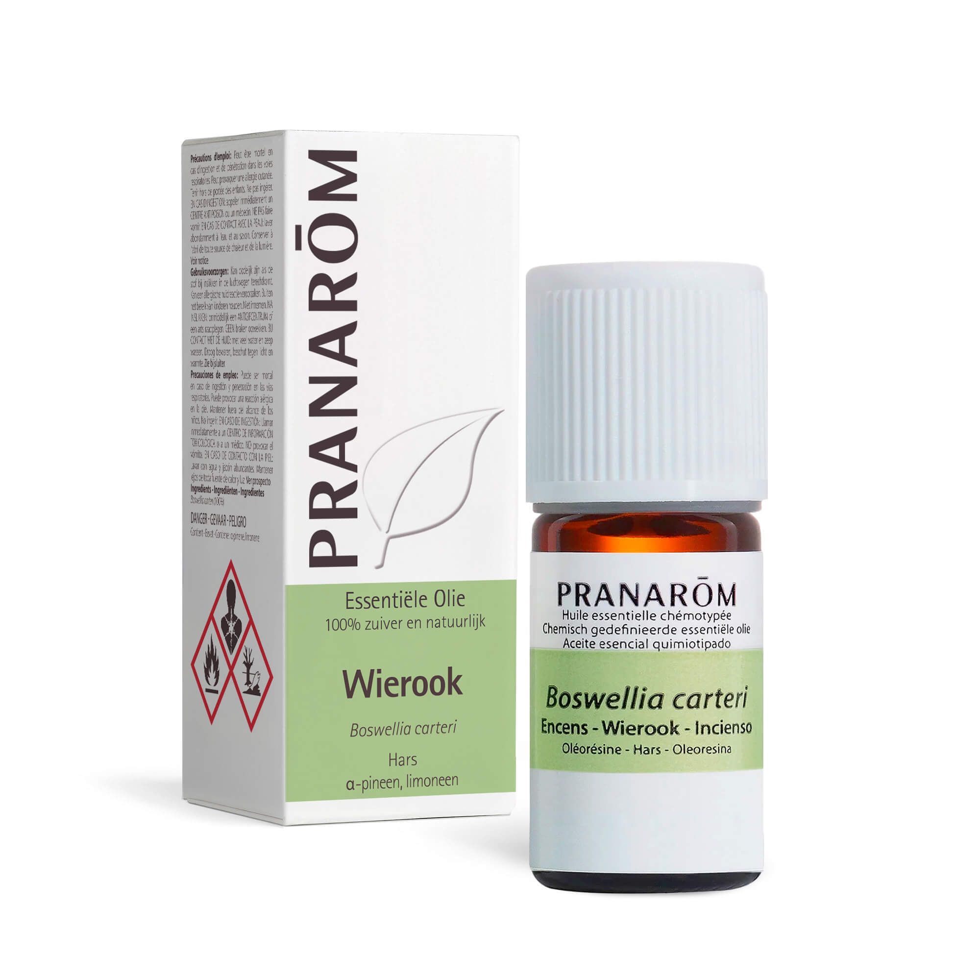 Drie flesjes. Tekst: Ontdek onze 100% pure, natuurlijke en integrale essentiële oliën.