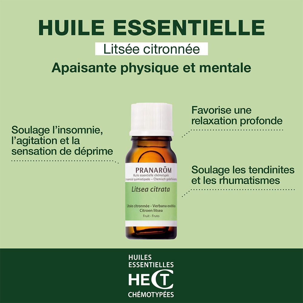 Flacon en verre avec bouchon blanc et boîte en carton. Nom du produit: Huile Essentielle Lédon du Groenland.