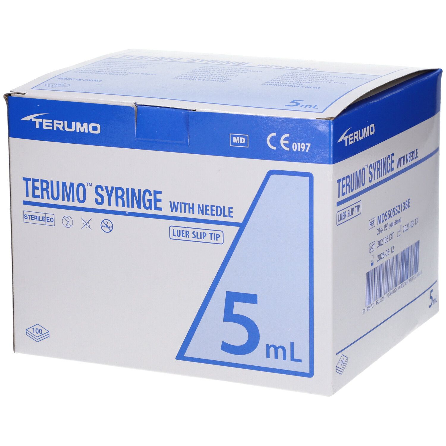 Terumo Seringue Jetable Avec Aiguille 5ml 21g 1 1/2