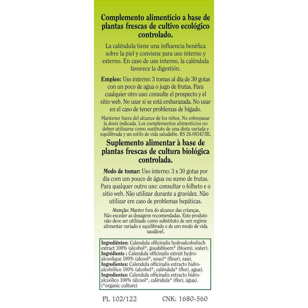 Biover Calendula officinal – Peau éclatante – Au souci – Teinture végane bio 50 ml