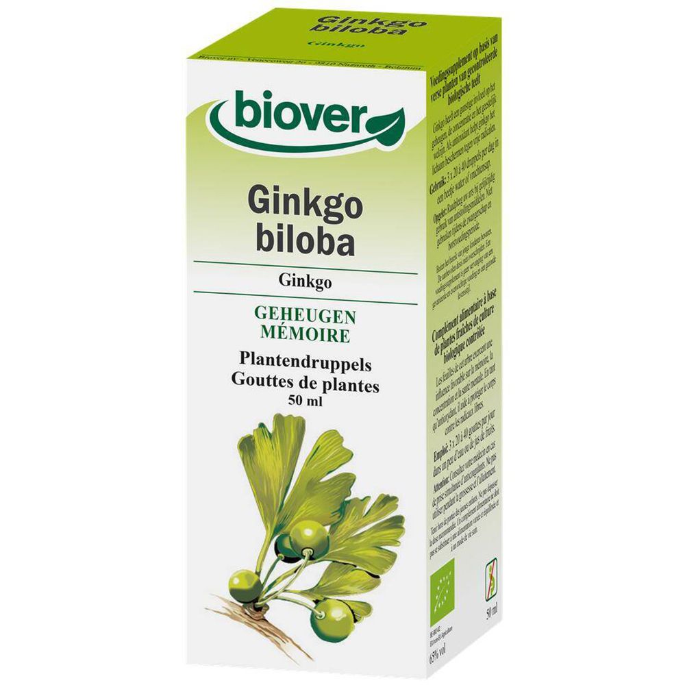 Biover Ginkgo biloba – Bonne concentration – Teinture végane au ginkgo – 50 ml