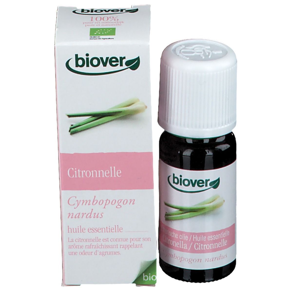 Biover Essentiële Olie Citronella – Onaangename Geuren – Biologische 100% Etherische Olie