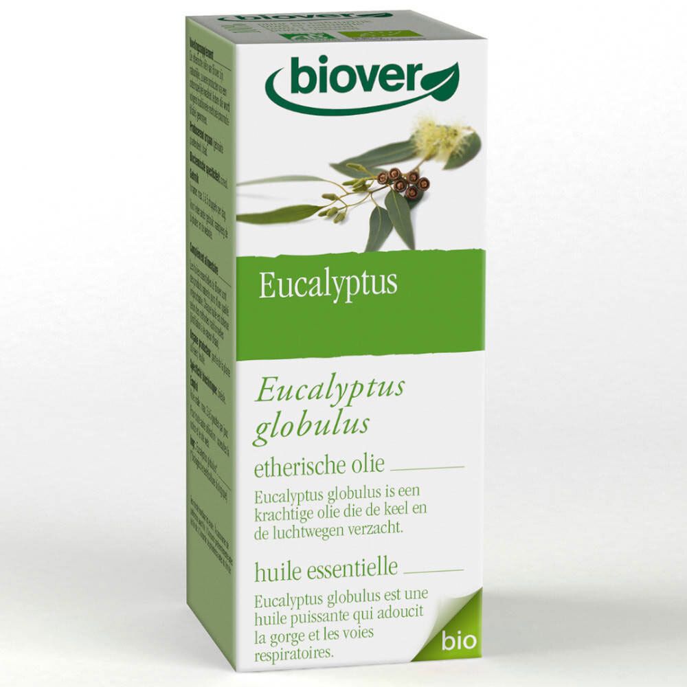 Biover Huile Essentielle Eucalyptus Commun – Voies Respiratoires – Huile Essentielle 100 % Bio