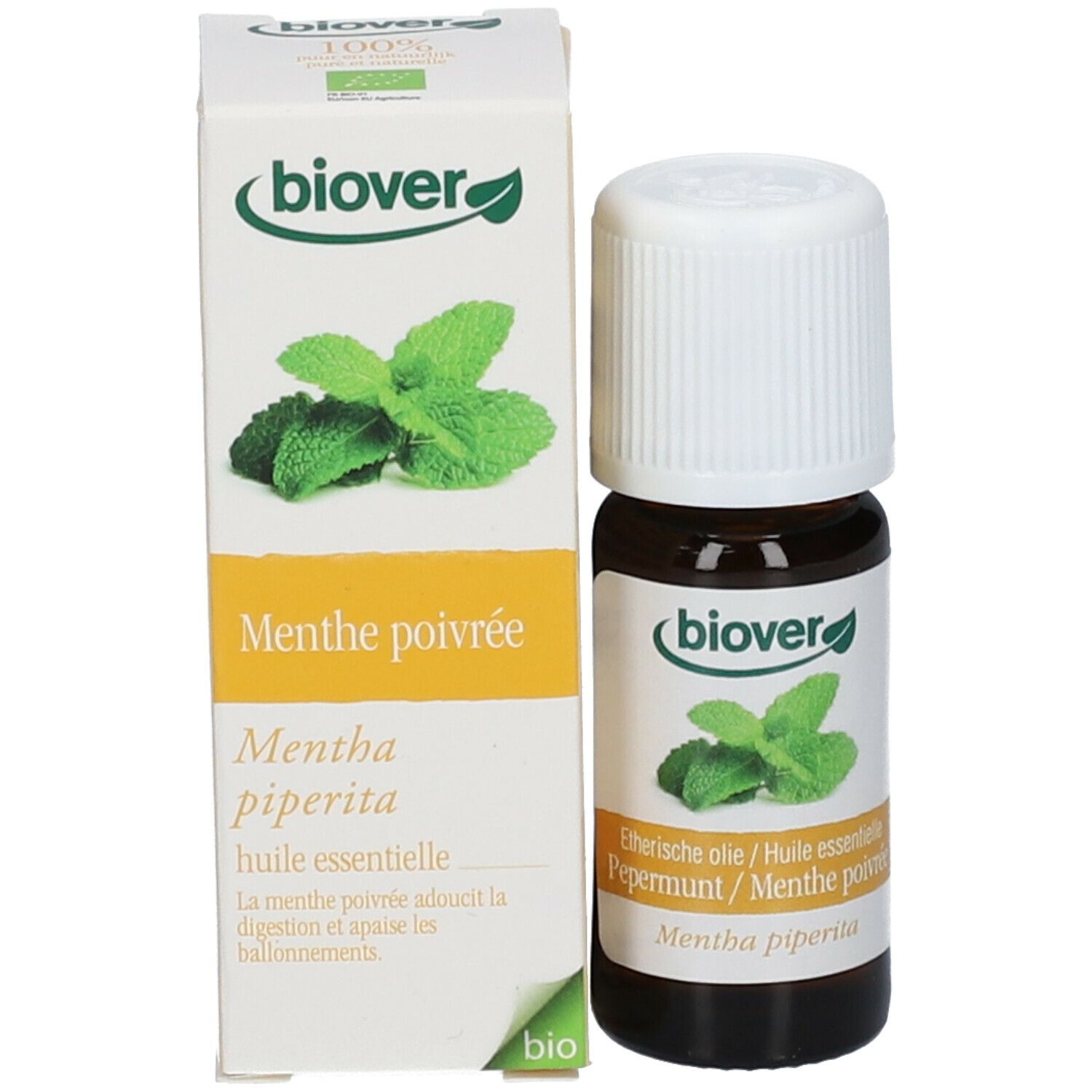 Biover Huile Essentielle Menthe Poivrée – Digestion – Huile Essentielle 100 % Bio