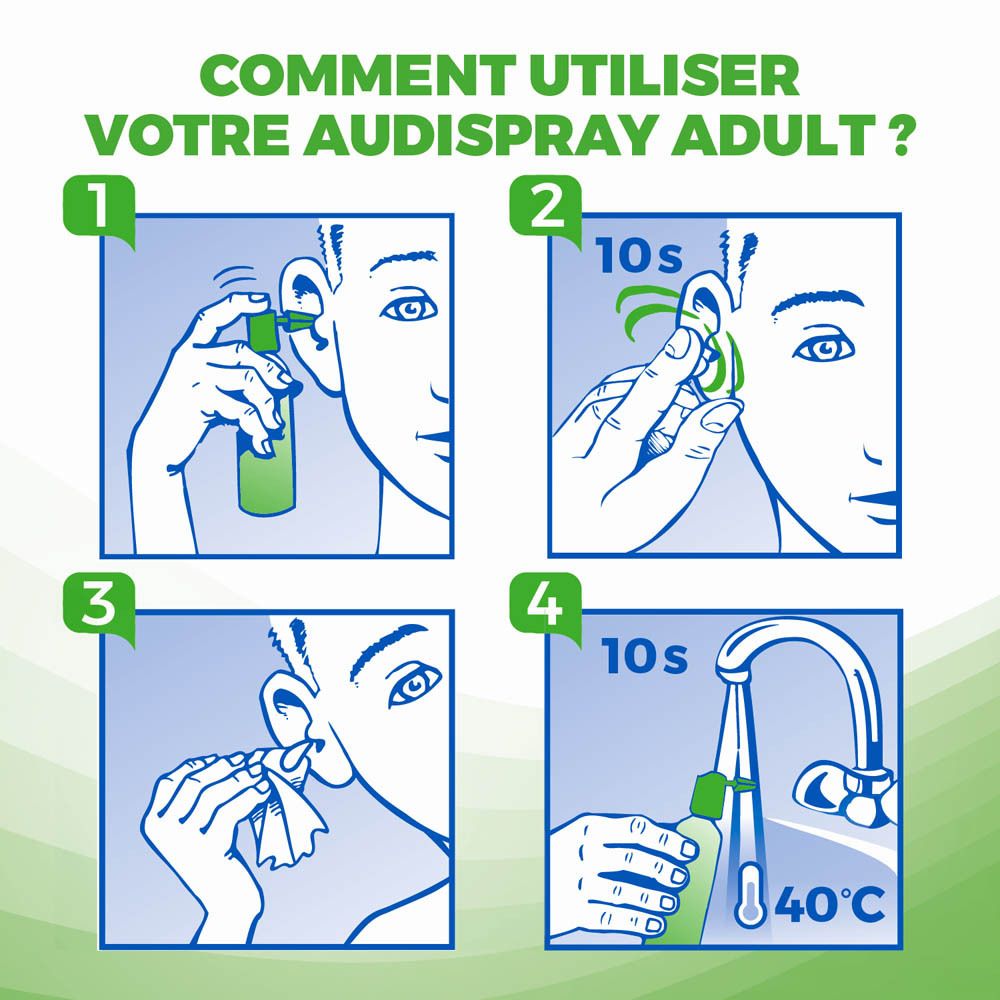 Fond vert avec texte: Une solution 100% naturelle pour une hygiène régulière des oreilles.