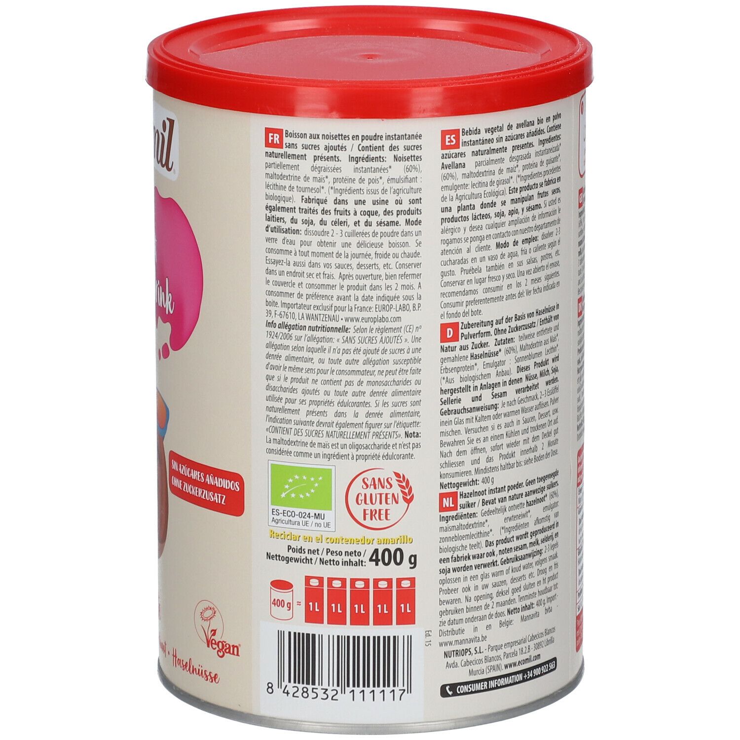 EcoMil Boisson Aux Noisettes Instant Bio