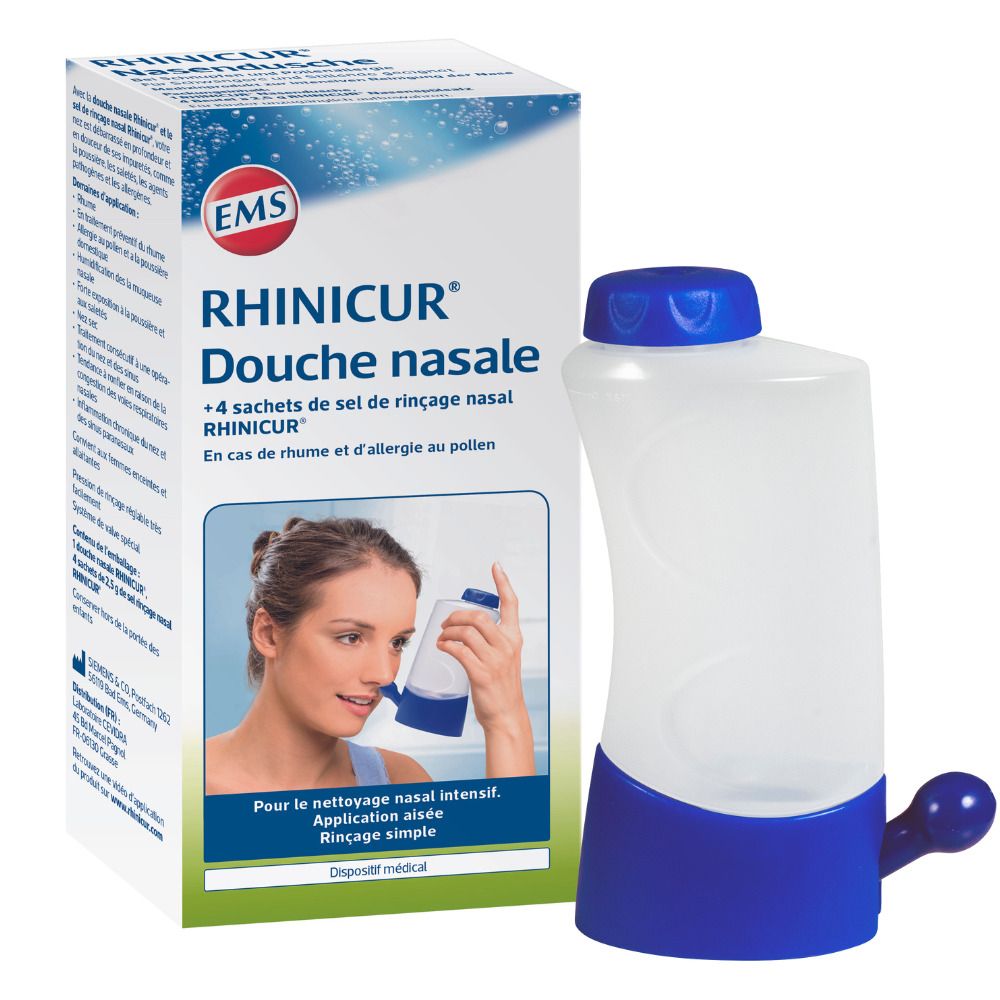 Rhinicur Douche Nasale + 4 Sachets de Sel de Rinçage Nasal