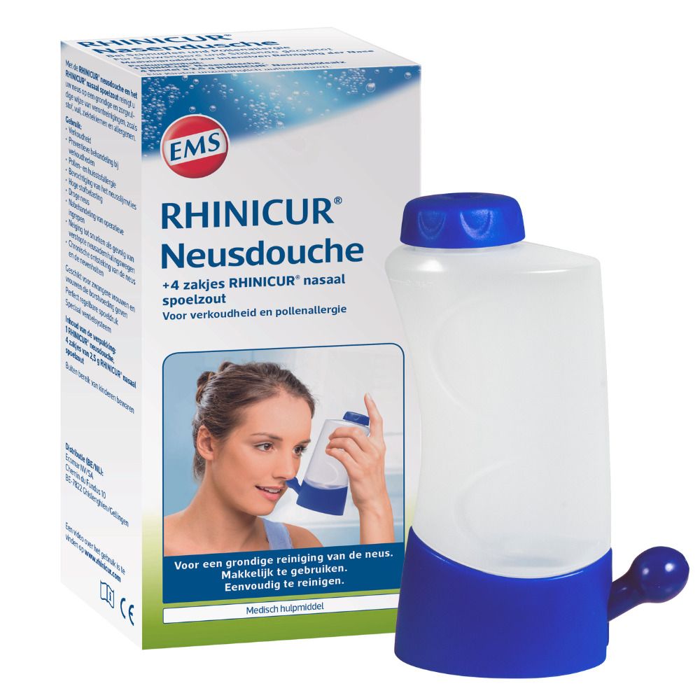 Rhinicur Neusdouche + 4 Zakjes Nasaal Spoelzout