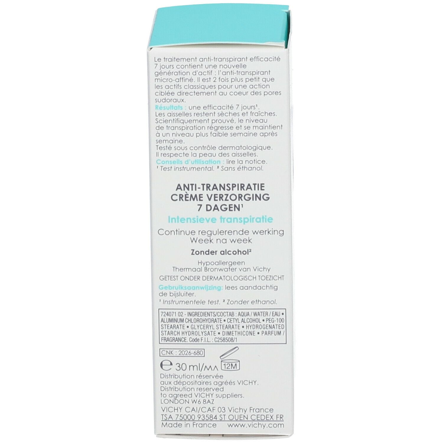 Vichy Traitement Crème Détranspirant Transpiration Excessive