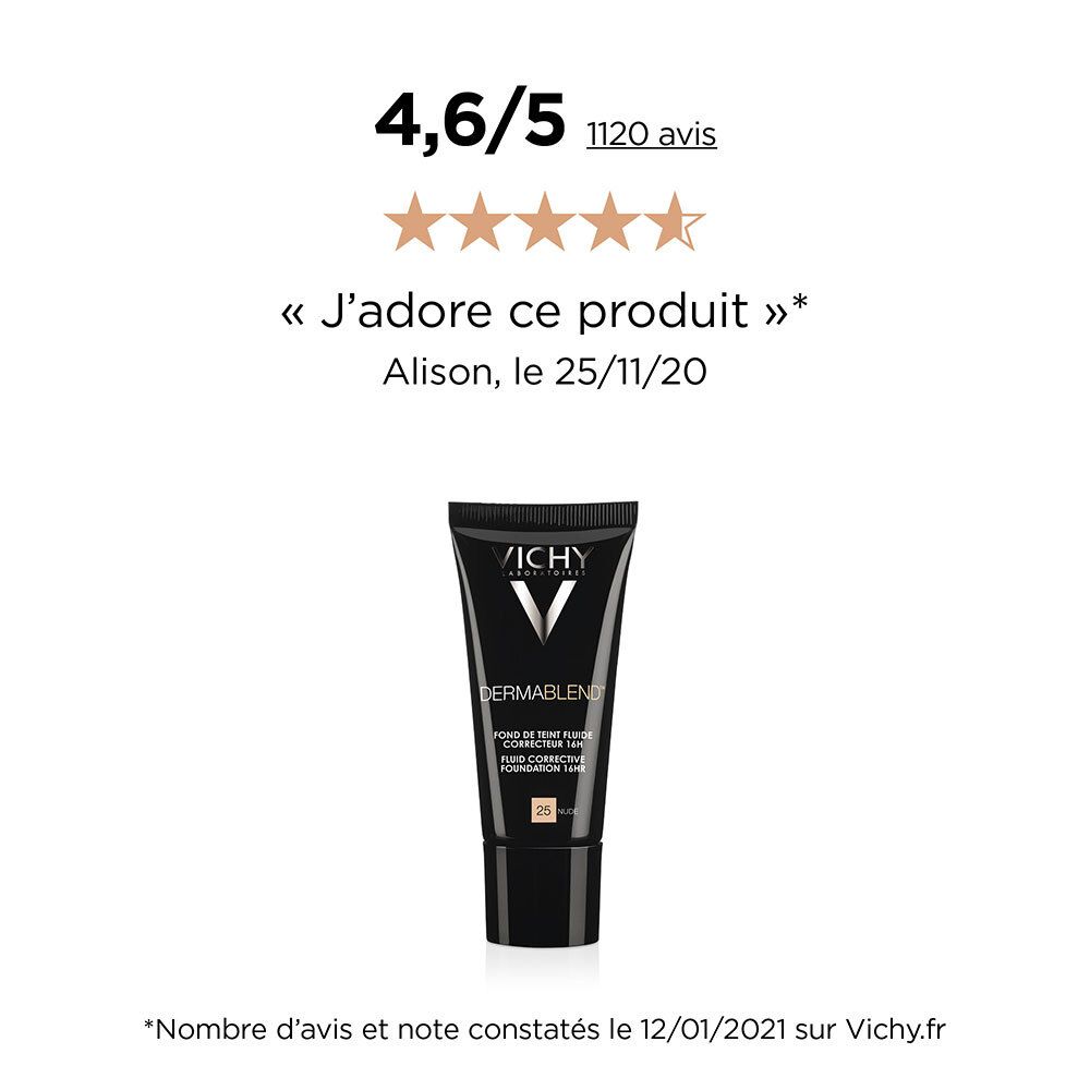 Tube Vichy Dermablend, tint 25 Nude. Productbeoordeling: 4,6/5 sterren.