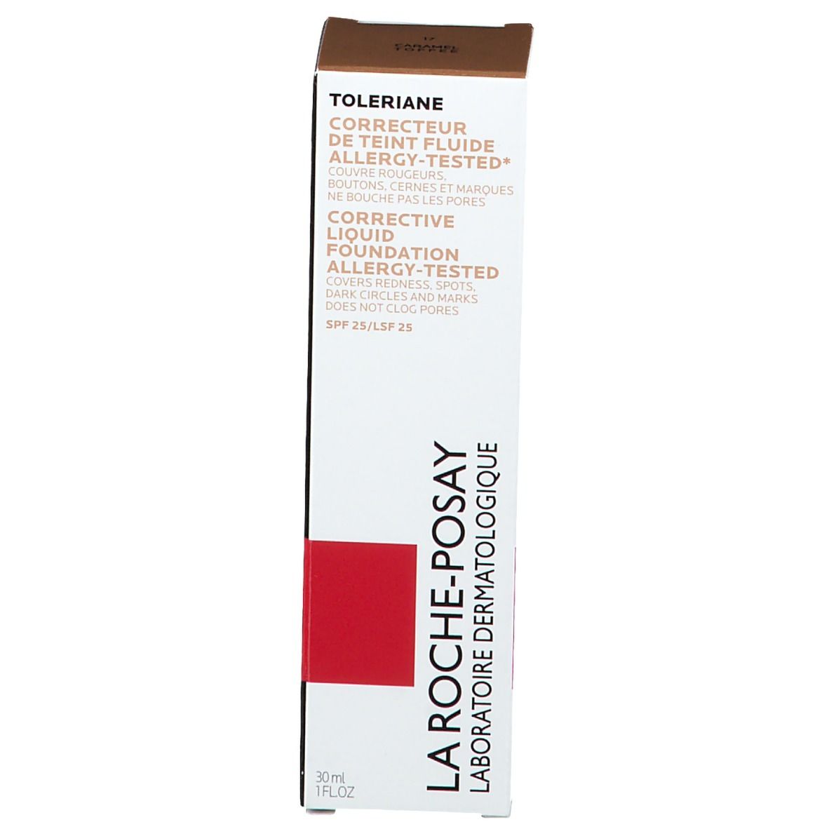 La Roche-Posay Toleriane verpakking. Witte doos met productinfo en rood blok.