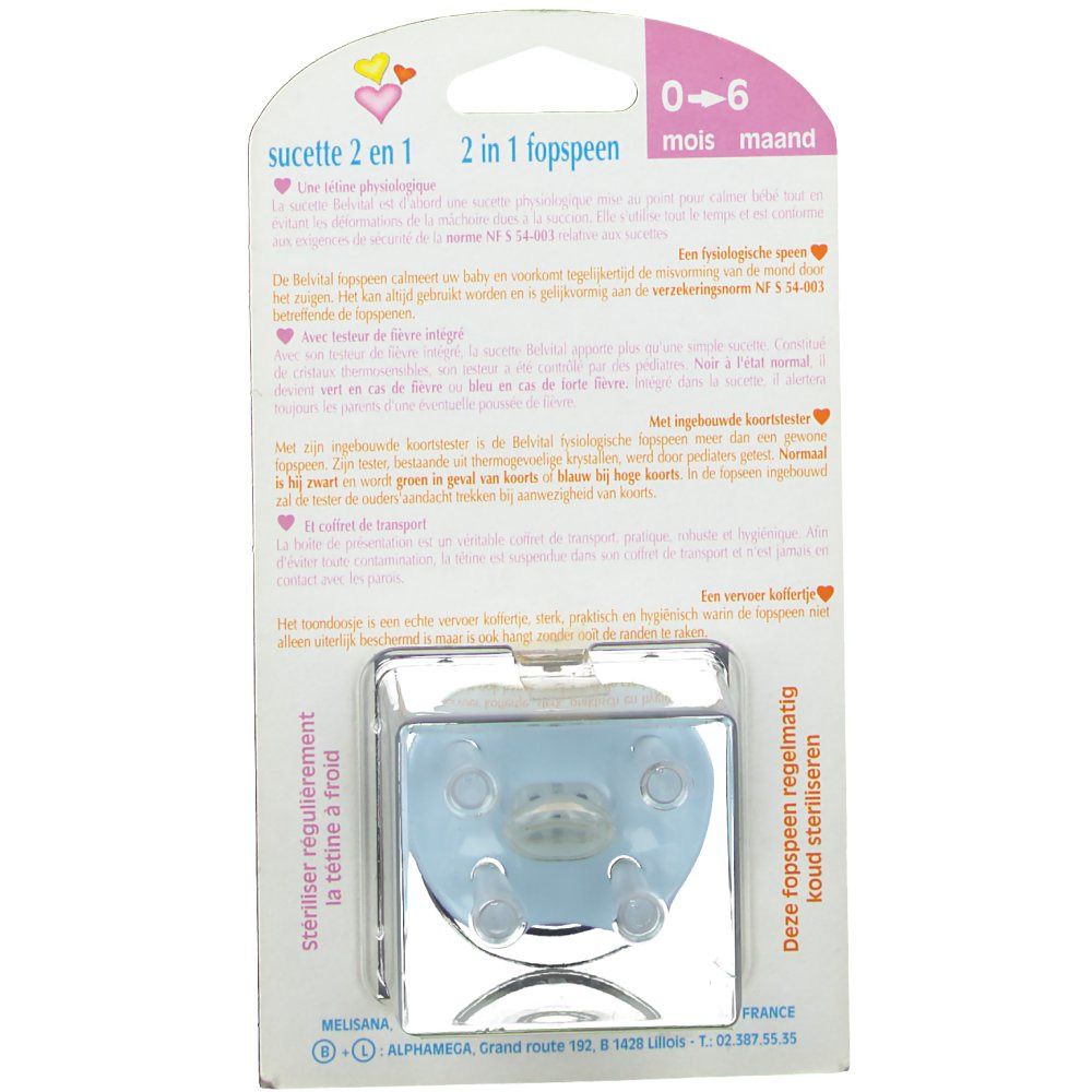 Belvital Sucette Silic. + Testeur Temp. 0-6 Mois