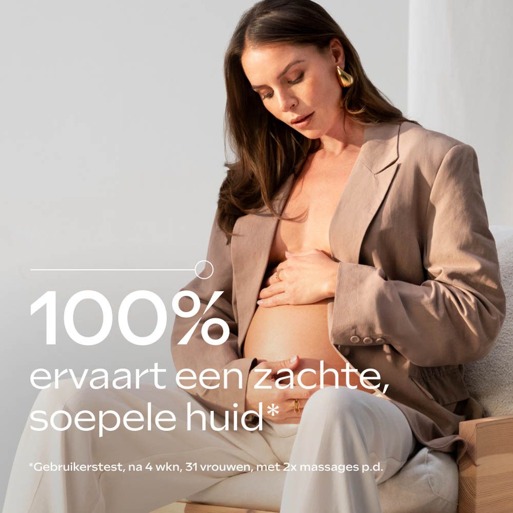 Weleda Zwangerschapsolie: zwangere vrouw. 100% ervaart zachte huid.