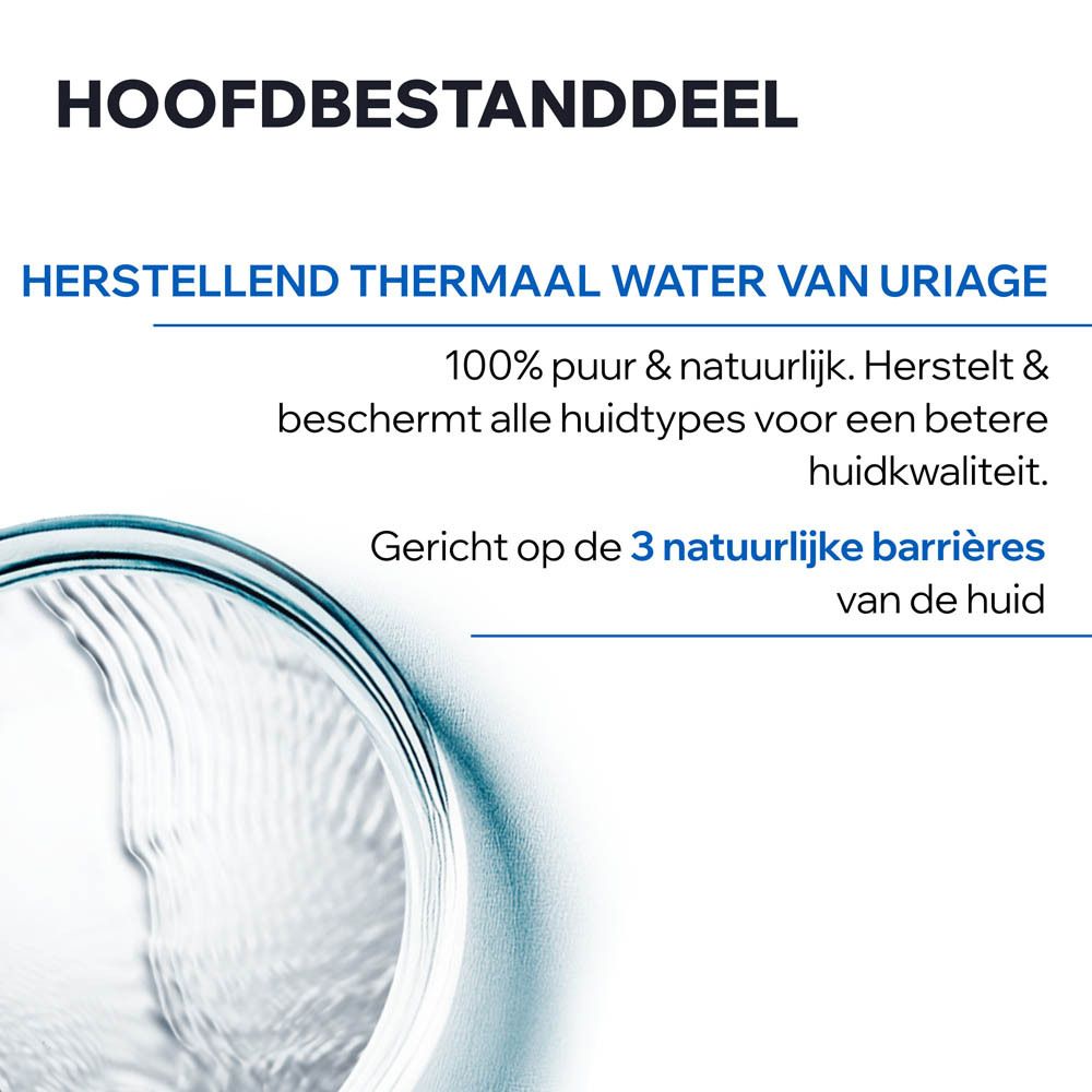 Uriage Thermaal Water: puur, herstelt 3 huidbarrières en beschermt alle huidtypen.