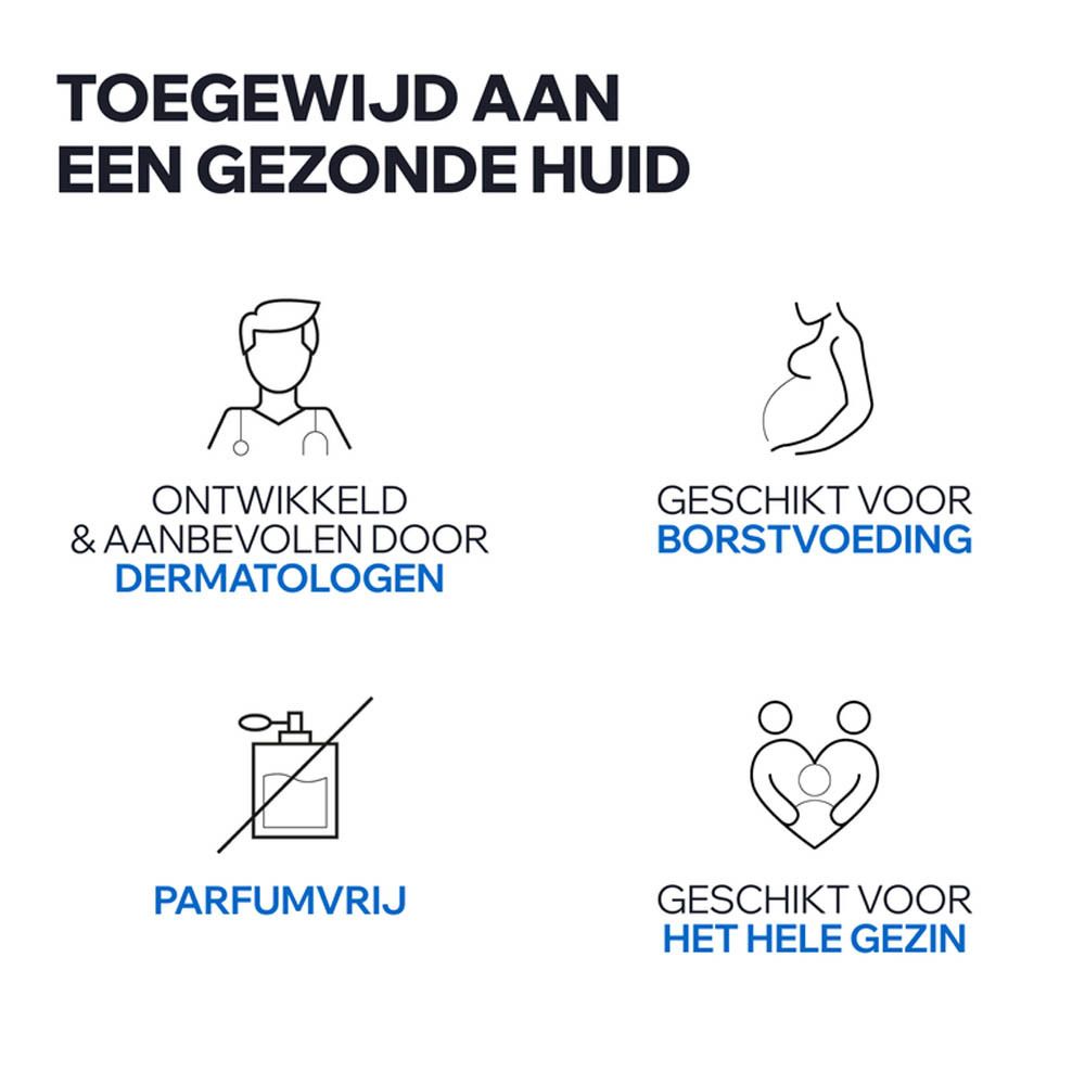 Iconen voor ontwikkeld door dermatologen, geschikt voor borstvoeding, parfumvrij en voor het hele gezin.
