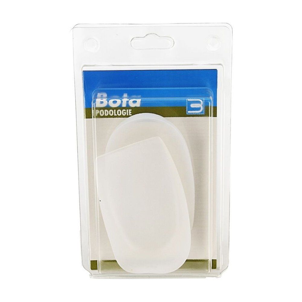 Verpakking met twee witte hielkussens. Logo "Bota podologie" zichtbaar.