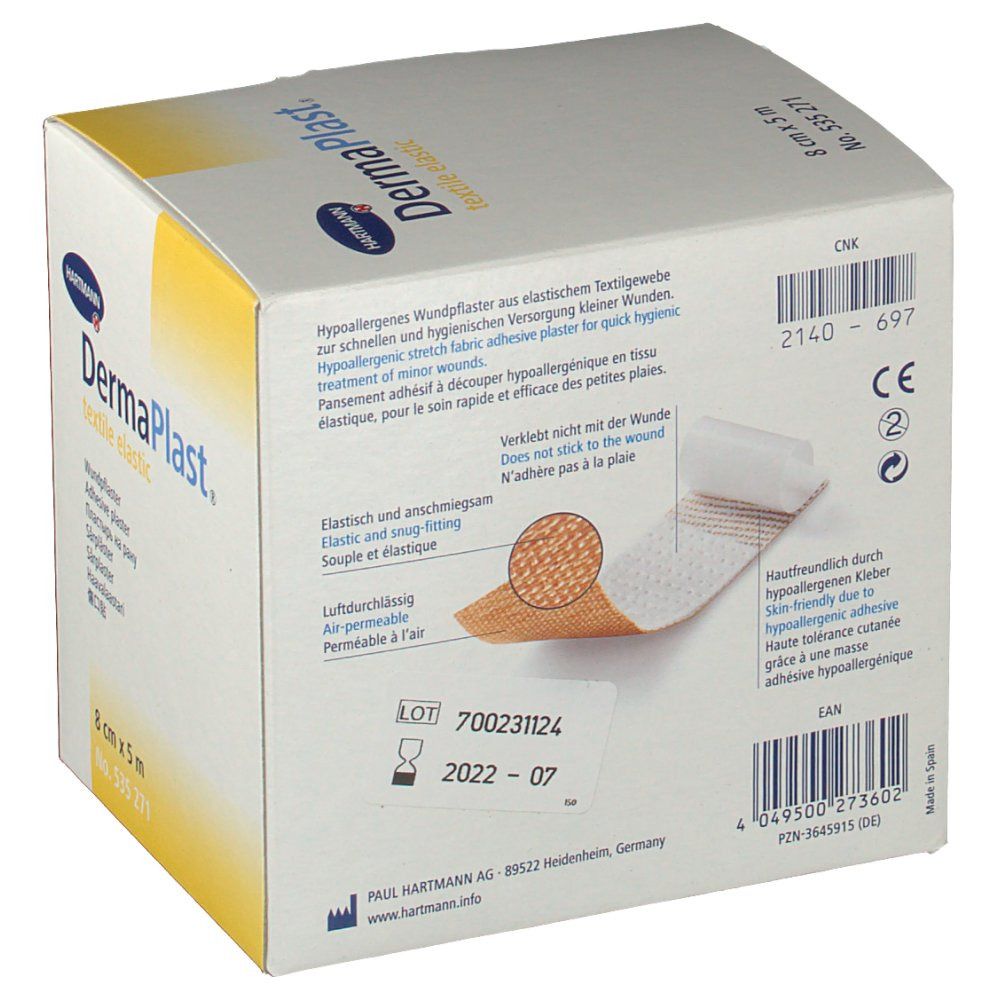 Hartmann Dermaplast Textiel Elastisch 8cm x 5m 5352711