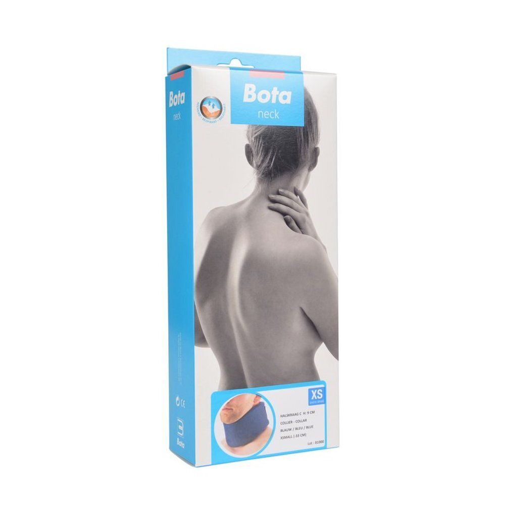 Emballage du collier cervical. Modèle et informations produit. Taille XS.