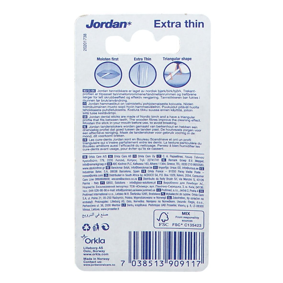 Jordan Tandenstokers met Fluoride Extra Dun 2-Zijdig