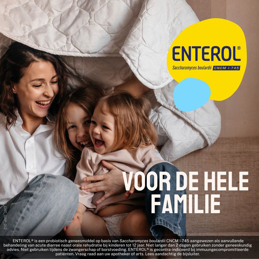 ENTEROL 250mg. Verschillende verpakkingen. Verkrijgbaar in capsules of zakjes.