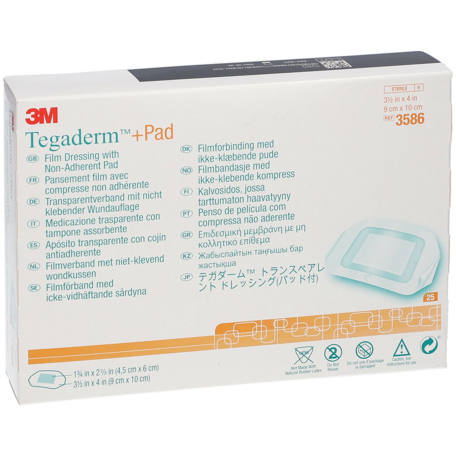 3M Tegaderm + Pad Pansement Transparent avec Compresse Absorbante 9cmX10cm
