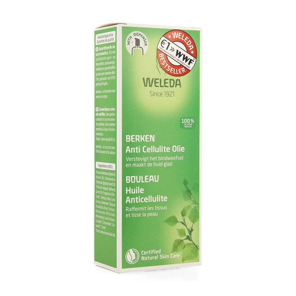 Kartonnen verpakking met productnaam en logo. Groen-wit ontwerp. Tekst in het Duits en Frans. Certificeringen.