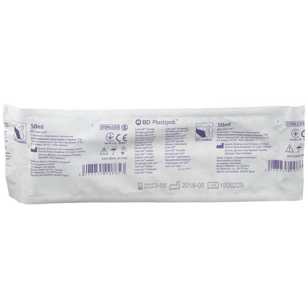 BD Plastipak Seringue Sans Aig. Luer-Lok 50-60ml