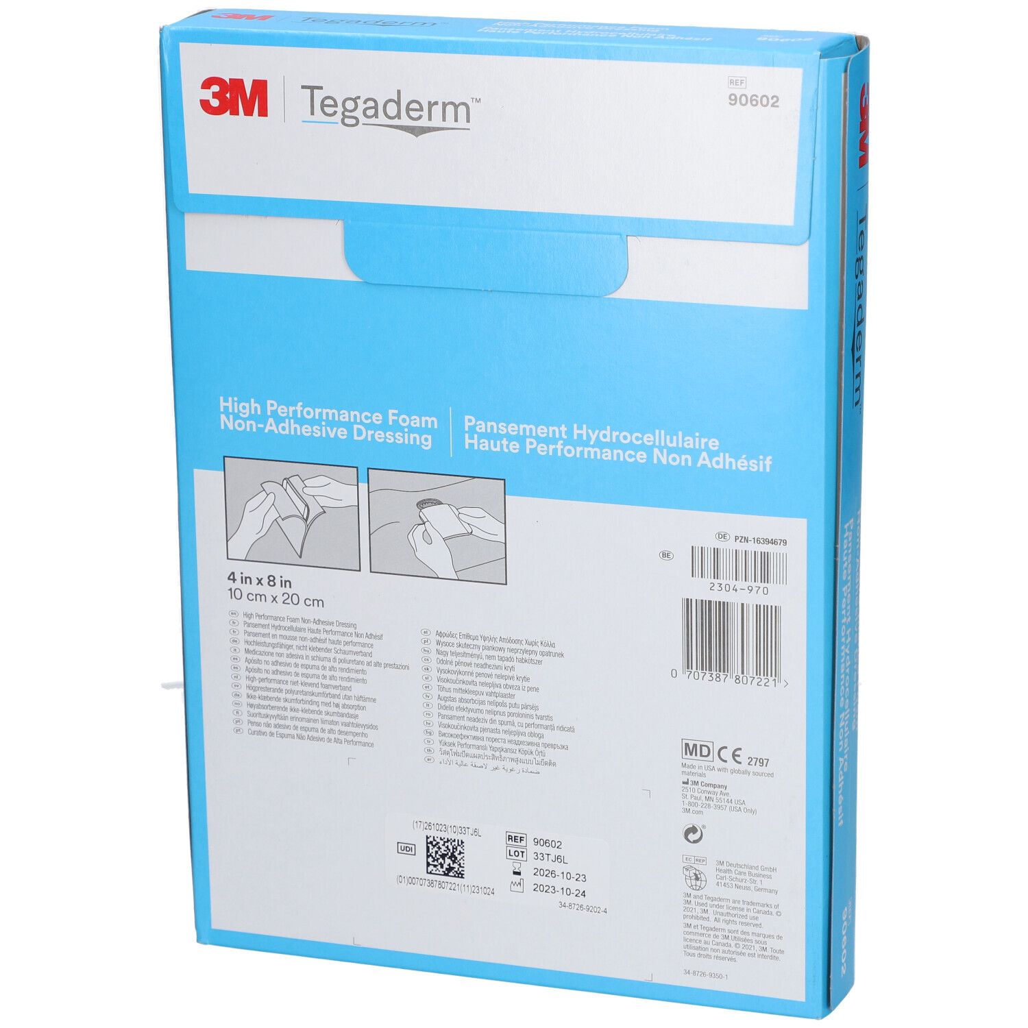 3M Tegaderm Pansement Hydrocellulaire Non-adhesif 10cm x 20cm 90602