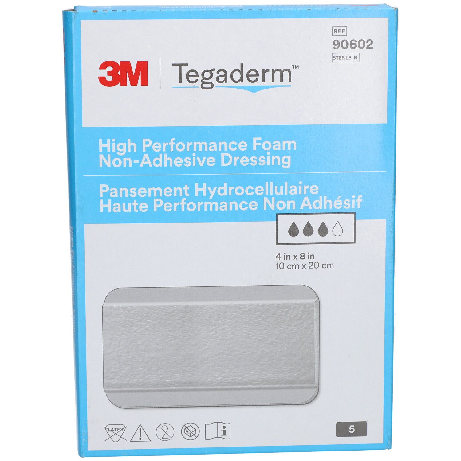 3M Tegaderm Pansement Hydrocellulaire Non-adhesif 10cm x 20cm 90602