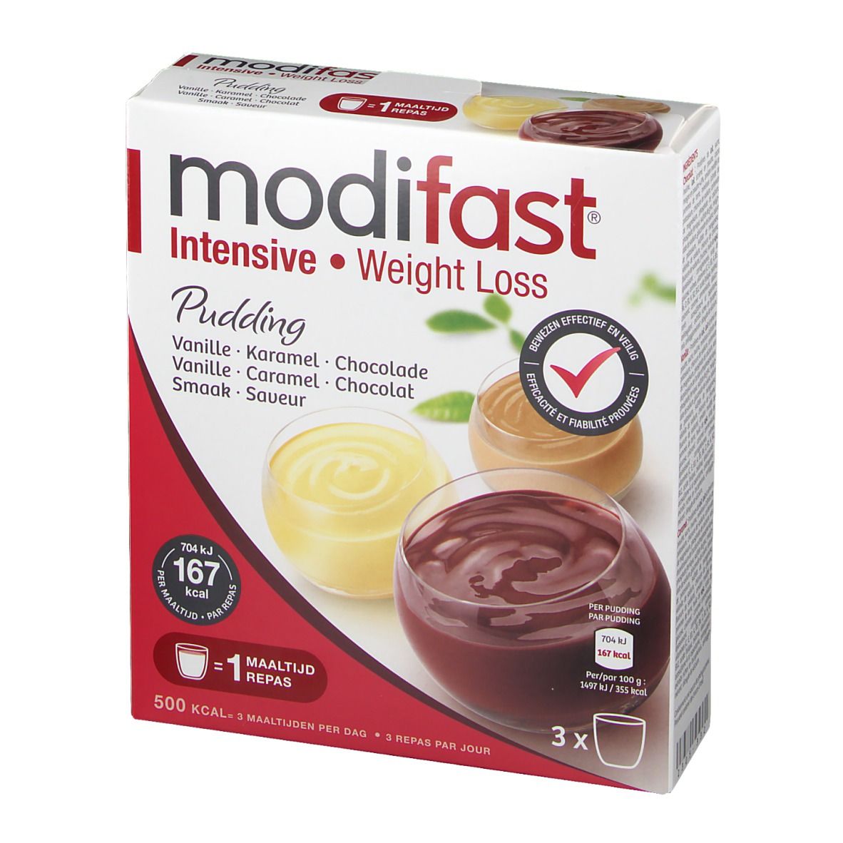 Modifast Intensive Pudding 3-Pack Chocolade-Karamel-Vanille