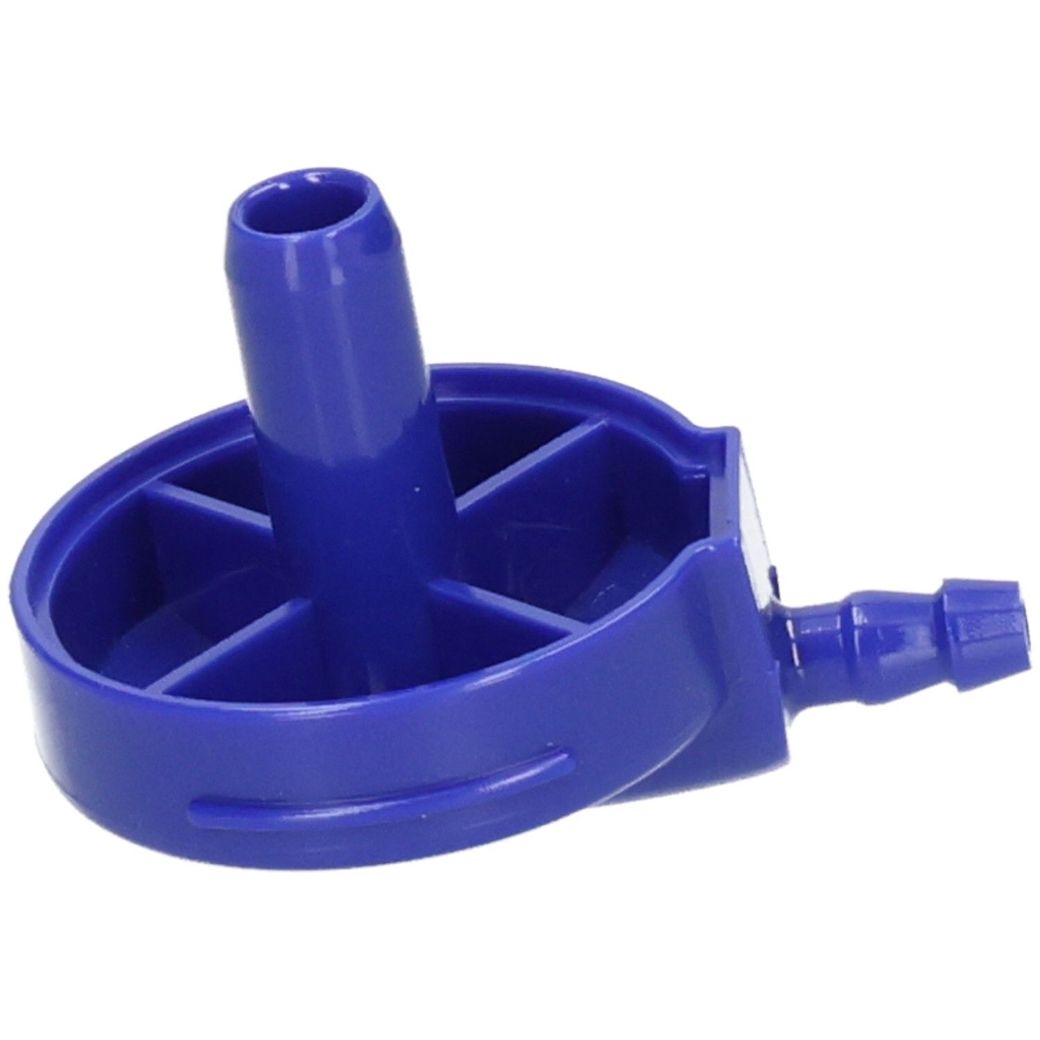 Connecteur de tuyau d'air bleu en plastique avec deux raccords.