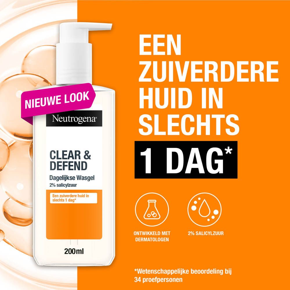 Neutrogena Clear & Defend Dagelijkse Reinigingsgel met 2% salicylzuur