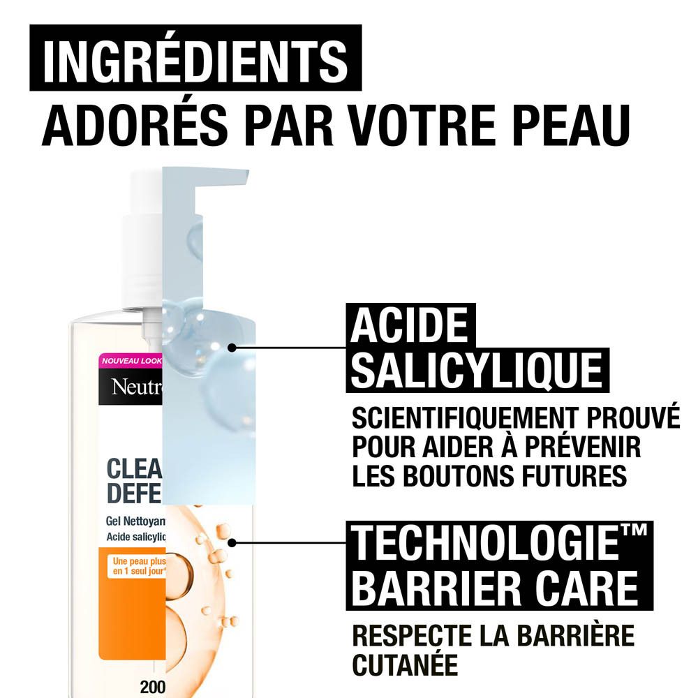 Neutrogena Clear & Defend Gel Nettoyant Quotidien avec 2 % d'acide salicylique