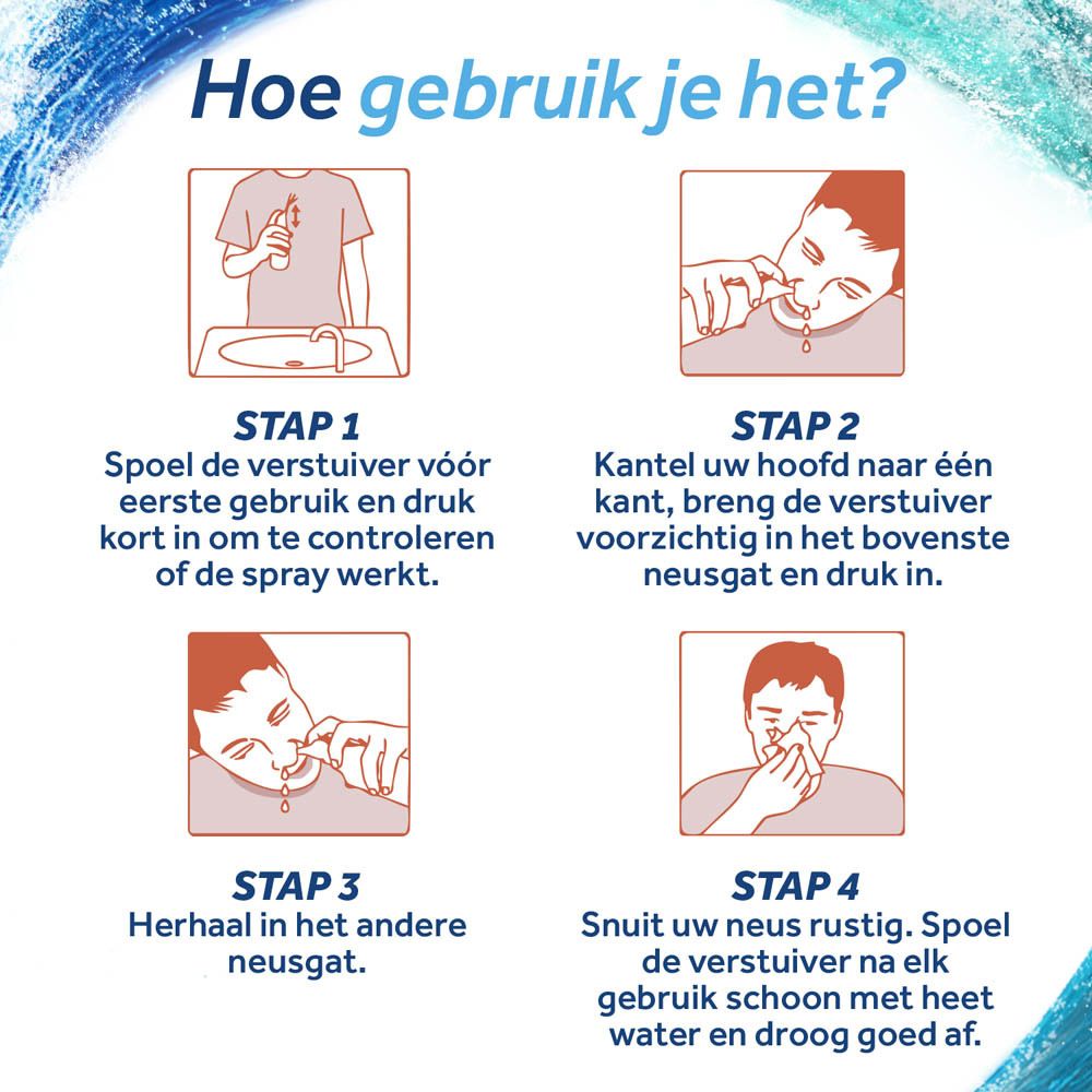 Flesje Physiomer Sinus Neusspray met oranje applicator en golvend patroon.
