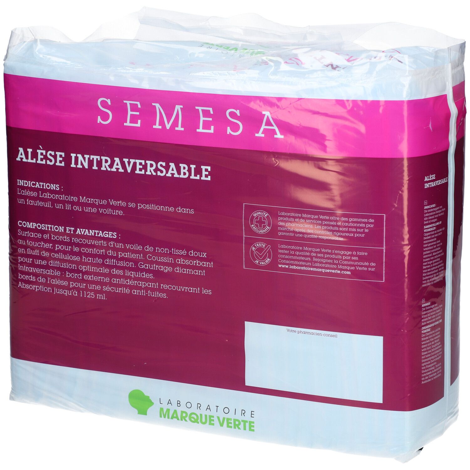 Marque Verte Semesa Alèse Absorbante Normal 60 cm x 90 cm