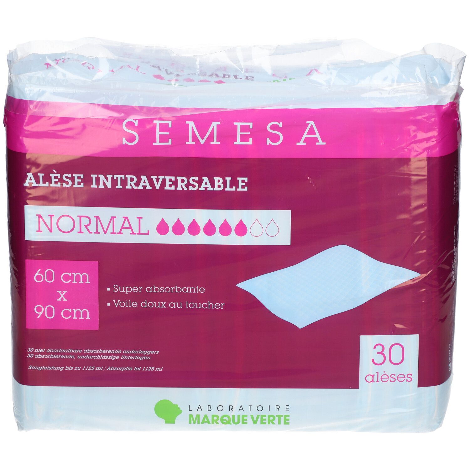 Marque Verte Semesa Alèse Absorbante Normal 60 cm x 90 cm