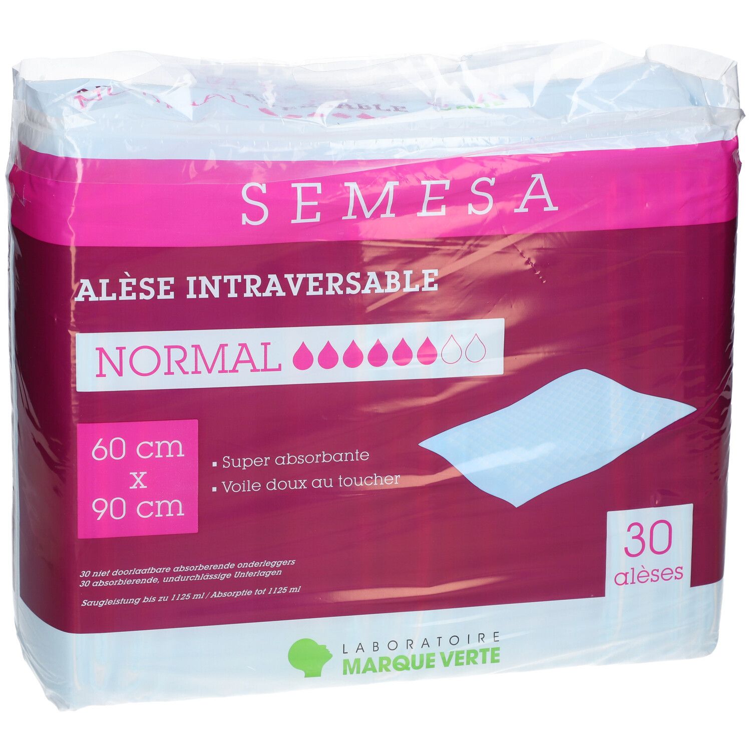 Marque Verte Semesa Alèse Absorbante Normal 60 cm x 90 cm