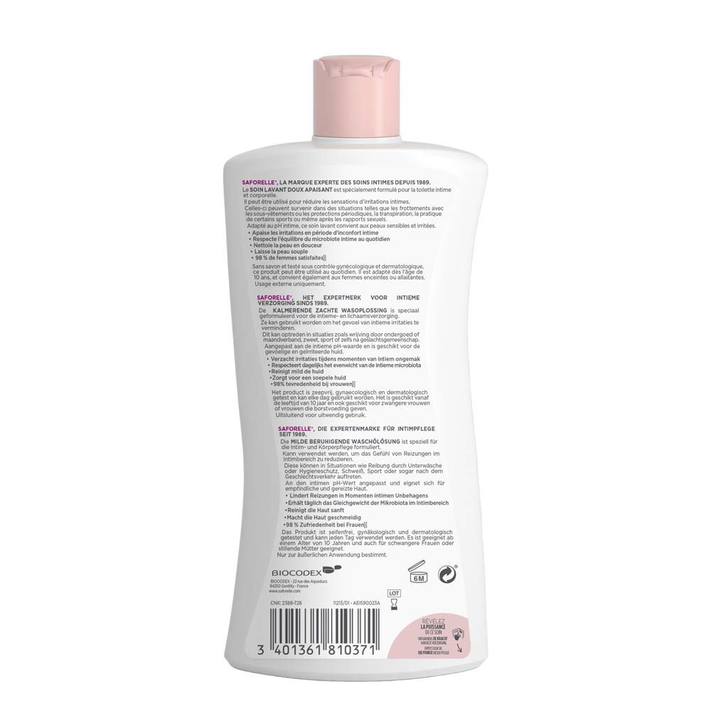 Bouteille Saforelle de soin lavant doux, 500 ml.