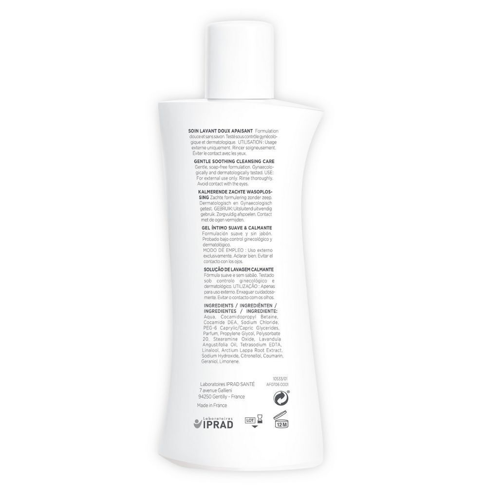 Achterkant Saforelle fles. Meertalige tekst. Productinformatie. 500 ml.