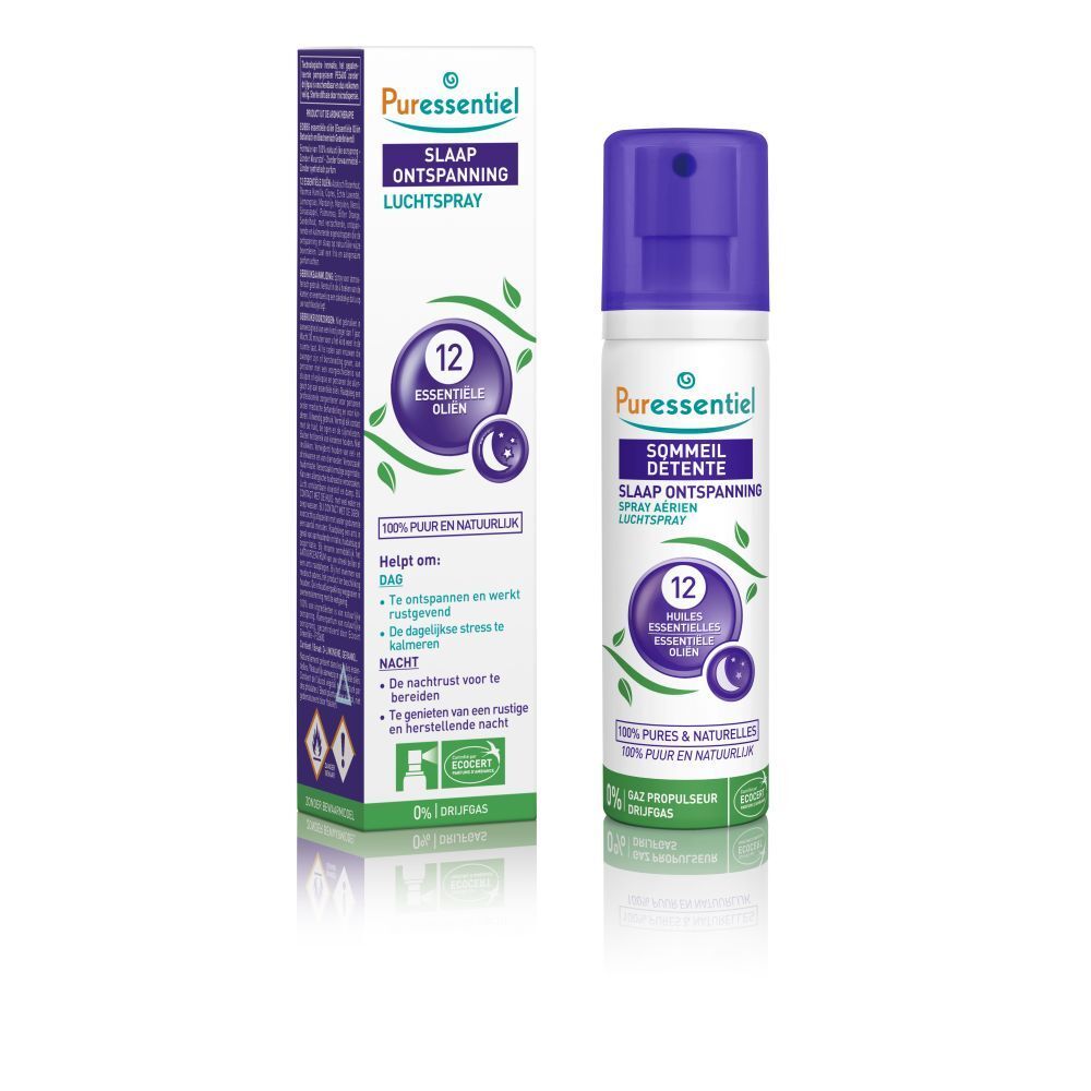 Puressentiel Ontspannings- & Slaapspray met 12 etherische oliën, 75ml.