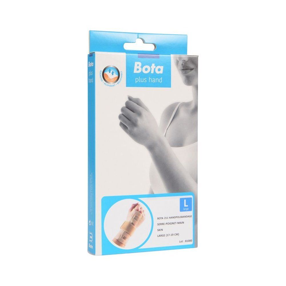 Emballage pour Bota Hand Strap 211 Univ L. Blanc et bleu. Image du produit et nom du produit.