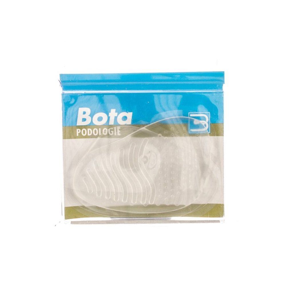 Transparante inlegzool in plastic verpakking. Logo "Bota podologie" en blauwe zegel.