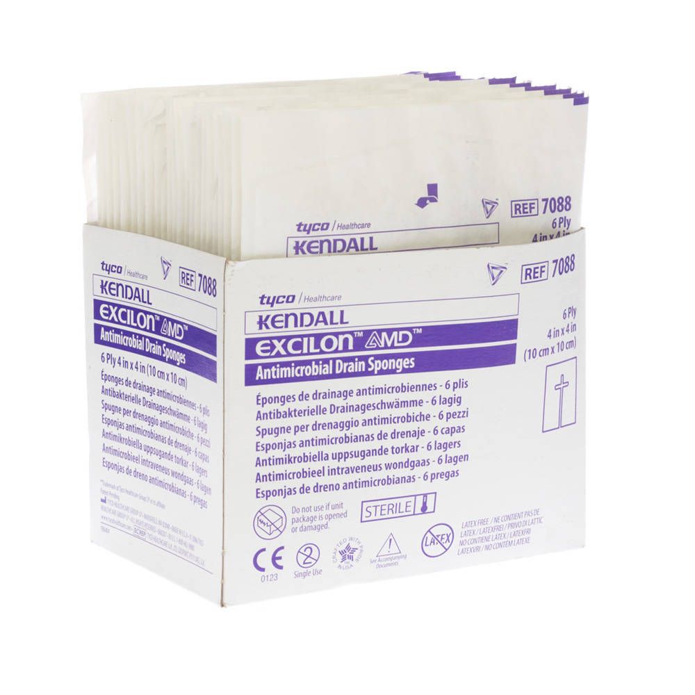 Kendall Excilon Eponges De Drainage Antimicrobiennes 10x10 cm